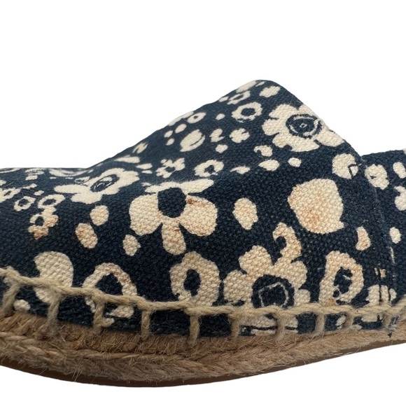 Tory Burch Navy Ivory Risa Lovers Floral Espadrille Flats Size 7.5 Women’s - Picture 10 of 11